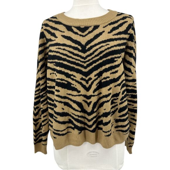 Cropped sweater 14/16 Tiger print crewneck Lane Bryant Chic top - Picture 8 of 8